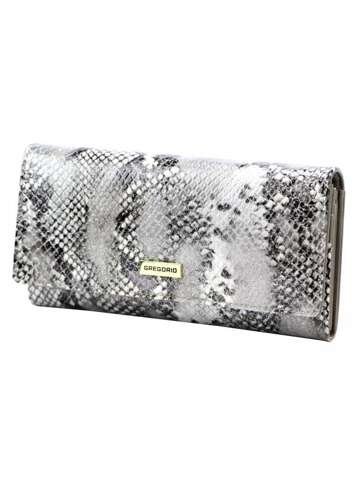 Skórzany portfel damski popielaty Gregorio SNR-100 z zatrzaskiem