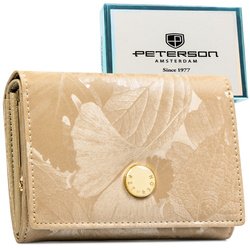 Beżowy portfel damski ze skóry naturalnej i ekologicznej z systemem RFID - Peterson