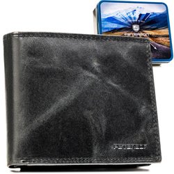 Duży, skórzany portfel męski w czarnym kolorze wyposażony w system RFID - Peterson