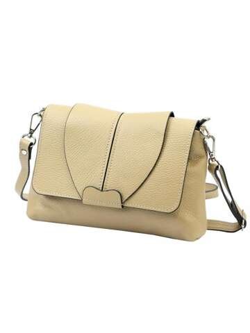 Torebka Damska Skórzana Luka 24-005 DOLLARO Ciemny Beż Listonoszka Regulowany Pasek