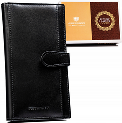 Duży praktyczny skórzany portfel damski na zatrzask Peterson