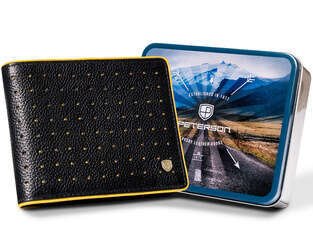 Skórzany ażurowy portfel męski Peterson