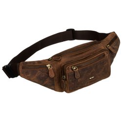 Skórzana, pojemna saszetka męska w brązowym kolorze - Peterson