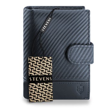 Portfel Męski Skórzany STEVENS CARBON Super-Odporny Czarny RFID