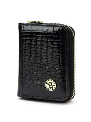 Portfel damski Gregorio GF125 skórzany czarny z funkcją RFID Secure i złotymi detalami