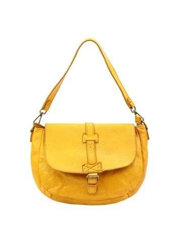 Torebka Damska Skórzana VS 005 Żółta Listonoszka z Naturalnej Skóry z Dopinanym Paskiem