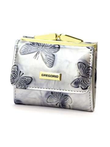 Portfel damski Gregorio BTS-126, skórzany, kremowy, z zatrzaskiem i złotymi detalami