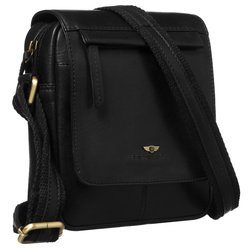 Skórzana, czarna torba męska na ramię zamykana suwakiem i klipsem magnetycznym - Peterson