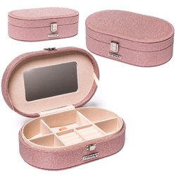 Szkatułka na biżuterię w kolorze łososiowym, zamykana zatrzaskiem - Peterson