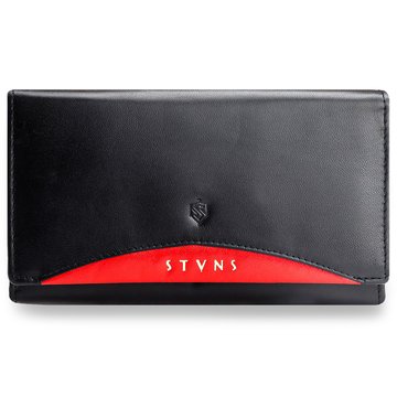 Portfel Damski Skórzany STEVENS Zasobnik Czarny Z02/BR-210 RFID