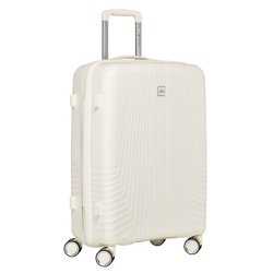 Duża walizka podróżna w beżowym kolorze z wodoodporną skorupą - Peterson