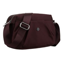 Bordowa, poręczna listonoszka damska z poliestru zawieszona na szerokim pasku - Peterson