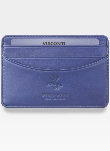 Etui Cardholder Męskie Skórzane Visconti Na Karty Slim Granatowy