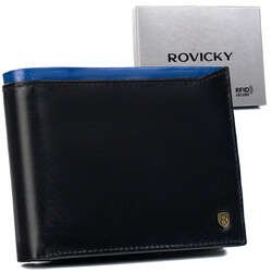Portfel męski skórzany N992 RVT Black+Navy