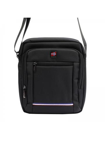Saszetka Męska Nordee Czarna Crossbody z Regulowanym Paskiem Poliestrowa