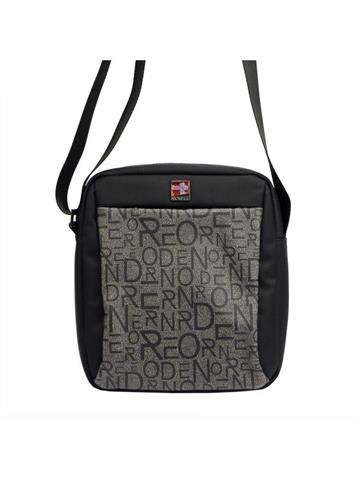 Saszetka Męska Nordee S114 Czarna Poliestrowa Crossbody z Regulowanym Paskiem i Srebrnymi Okuciami
