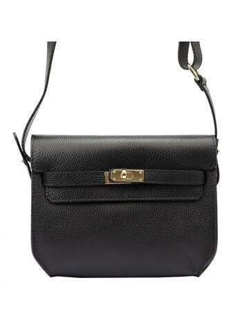Torebka Damska Luka 20-064 DOLLARO Skóra Naturalna Czarna Listonoszka Z Regulowanym Paskiem