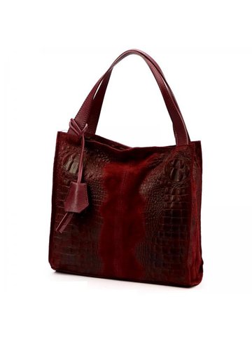 Damska Torebka Skórzana A4 Luka 26-010 CROCO bordo