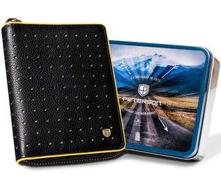 Skórzany, sportowy portfel męski na zamek Peterson