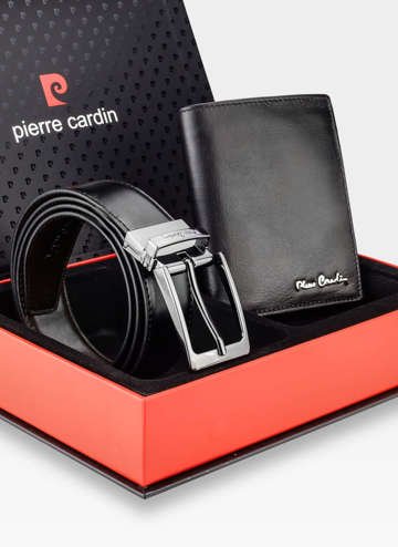 Zestaw Prezentowy Pierre Cardin Pasek i Portfel z ochroną RFID na prezent dla NIego Taty Chłopaka Brata