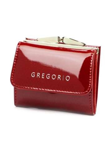 Portfel Damski Gregorio CB-126 Skórzany Czerwony z Złotymi Zdobieniami