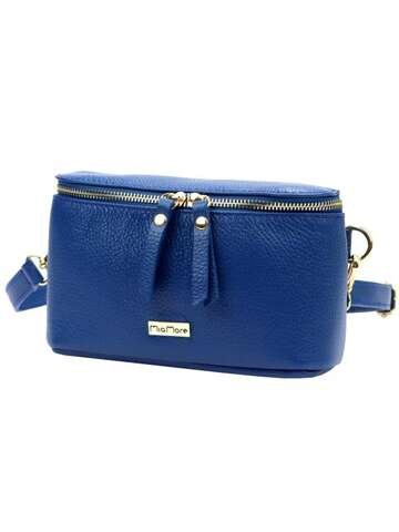 Torebka Skórzana Luka Niebieska Listonoszka Z Naturalnej Skóry z Złotymi Okuciami