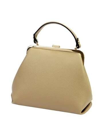 Torebka Damska Skórzana Luka 24-024 DOLLARO Kuferek Ciemny Beż Z Dopinanym Paskiem