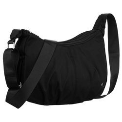 Czarna torebka damska z poliestru zamykana suwakiem, dwukomorowa - Peterson