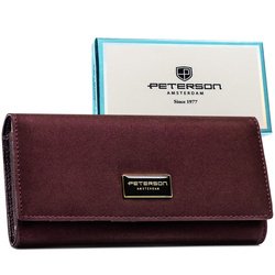 Fioletowy portfel damski wykonany ze skóry naturalnej i ekologicznej - Peterson
