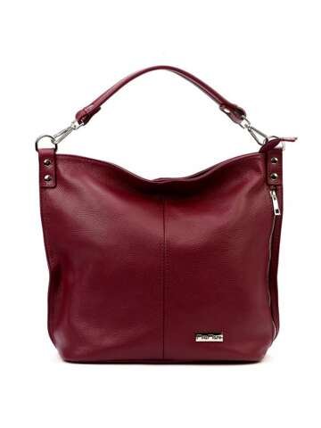 Damska Torebka Skórzana MiaMore 01-053 DOLLARO Shopperbag Bordo Mieści A4