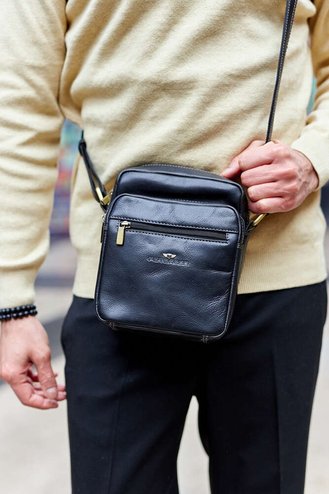 Pojemna skórzana torba męska z kieszeniami Peterson