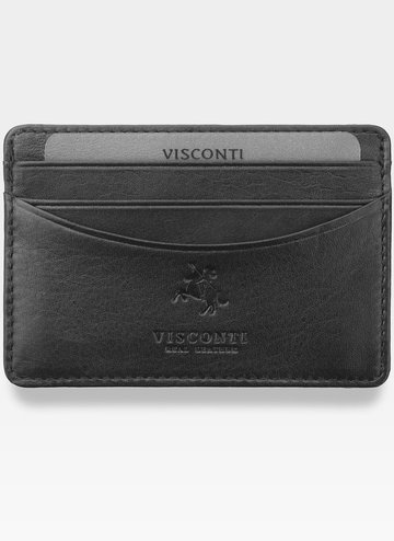 Etui Cardholder Męskie Skórzane Visconti Na Karty Slim Czarne