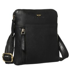 Listonoszka męska ze skóry naturalnej w czarnym kolorze, jednokomorowa i zamykana suwakiem - Peterson