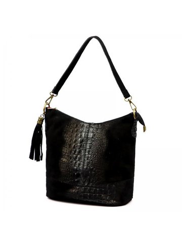 Damska Torebka Skórzana Luka 26-027 CROCO czarny