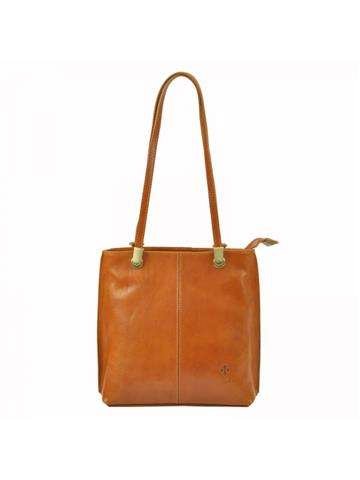 Plecak Damski Skórzany Florence 35 Camel Listonoszka Torebko-Plecak Złote Okucia