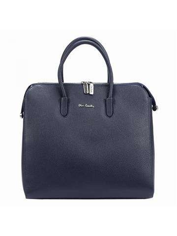 Torebka Damska Pierre Cardin 55045 Skóra Naturalna Granatowa Shopperbag Kuferek Mieści A4