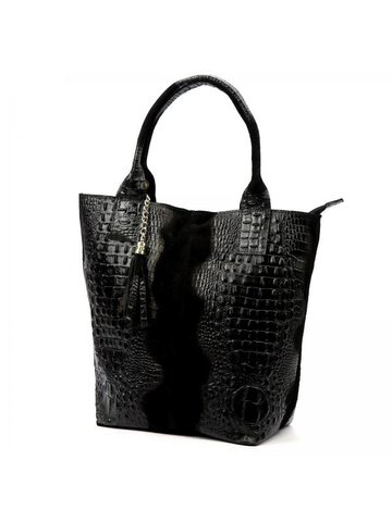 Damska Torebka Skórzana A4 Luka 26-026 CROCO czarny