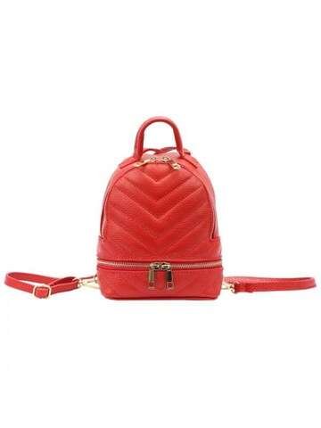 Plecak Damski Luka Dollaro Skórzany Czerwony Mały Z Regulowanymi Szelkami