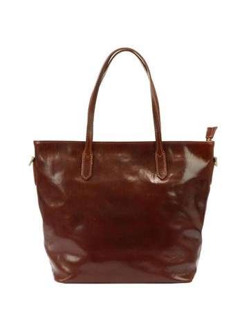 Torebka Damska Skórzana Marco 6576 Shopperbag Brązowa Elegancka Ze Skóry Naturalnej Z Dopinanym Paskiem