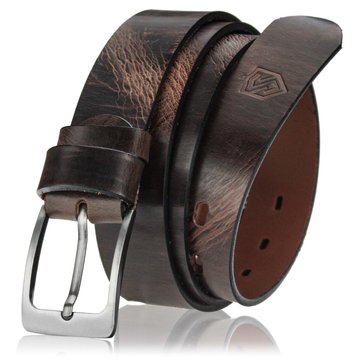 Skórzany Pasek Męski STEVENS Skóra Licowa Super Jakość Ciemny Braz