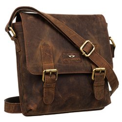 Klasyczna listonoszka męska ze skóry naturalnej w brązowym kolorze - Peterson