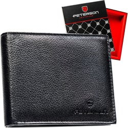 Klasyczny, czarny portfel męski ze skóry naturalnej - Peterson