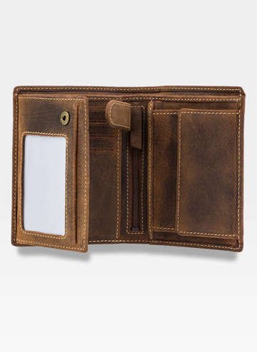 Portfel Męski Mały Skórzany Visconti Wbudowana Technologia RFID 709 Jasny brąz