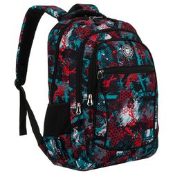 Dwukomorowy plecak szkolny odszyty z poliestru w oryginalny wzór - Peterson