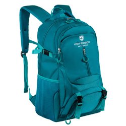Pojemny plecak z poliestru w niebieskim kolorze z licznymi dodatkowymi kieszonkami - Peterson