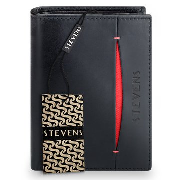 Portfel Męski Skórzany Stevens Premium RFID Czarny z Sekcją Rozkładaną