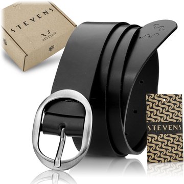 Pasek Damski Skórzany STEVENS Czarny Skóra Naturalna do spodni, sukienki