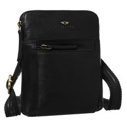 Męska listonoszka ze skóry naturalnej w czarnym kolorze, jednokomorowa i zamykana suwakiem - Peterson