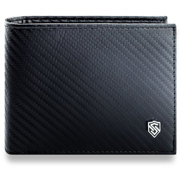Portfel Męski Skórzany STEVENS Carbon Poziomy Zapinany Czarny Super-Odporny RFID