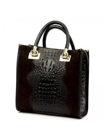 Damska Torebka Skórzana Luka 26-072 CROCO ciemny brąz